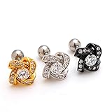 2 Pieces 16g Gem Knit Knot Upper Ear Cartilage Helix Studs Earrings Auricle Piercings 16 Gauges 1/4