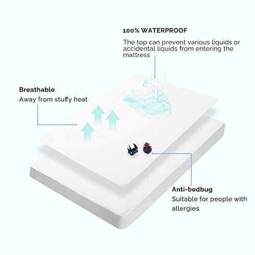 Beclecor Waterproof Mattress Protector， Breathable Comfortable Smooth Surface Mattress Cover for Maximum Protection ，18” Deep Pocket -Queen