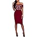 CHARMORE Women's Lace Top Off The Shoulder Bodycon Party Cocktail Dress (M, Burgundy)