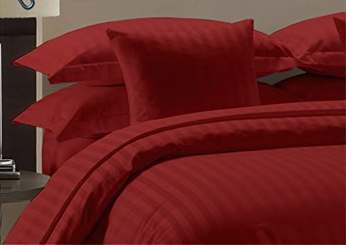 KP Linen New Brand Quality Hotel 400 Thread Count 100% Egyptian Cotton Short King Size 6pc Sheet Set With 35 Inch Deep Pocket, Burgundy Stripe