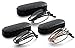 3-Pack Folding Reading Glasses (Gold, Gunmeta Black)- Extra Clear Vision (Includes - Case, Cleaning Cloth and Cord) +2.00