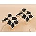 HuntGold 1 Pair Girl's Cute Gardenia Flower Crystal Rhinestone Ear Hoop Buckle Ear Stud(black)