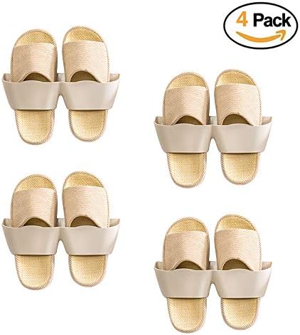 Wall Mounted Shoes Rack,4 PCS Plastic Home Shoes Shelf Holder DIY Stick Shoes Storage Organizer for Entryway Door Shoes Hangers Hanging (Beige)
