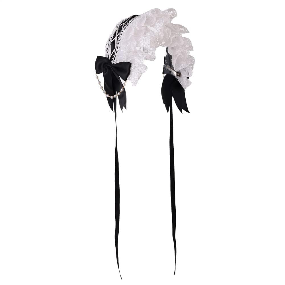 COSDREAMER Maid Cosplay Headband Lace Flower Headwear (Black)