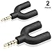 AFUNTA Audio Stereo Splitter Kit for Headset, U Shape 3 Pin 3.5mm Jack to 2 Headphone + U Shape 4 Pin Adapter to 2 3.5mm 4 Pin Earphone with Mic for Phones, Computers, MP3, Tablet, Etc.