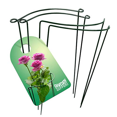 Strong & Sturdy Plant Support Cages 4pcs 9.4'' x 15.6'' Metal Rings for Peony Rose & Hydrangea