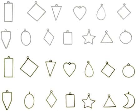 Bobket 27 Pcs Alloy Framework Open Bezel Charm Pendants Hollow Mould Pendants Blanks DIY for Resin Earrings Necklace Bracelet Jewelry Making