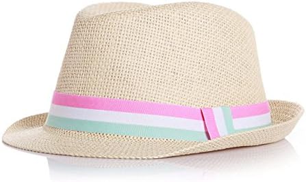 ArMordy(TM) Fashion Summer Baby Hat Brief Straw Children Fedora Hats for Boys Girls Cap Accessories Blue/Pink[ Pink ]
