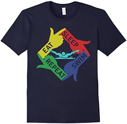 Mens Eat Sleep Swim Repeat T-Shirt Funny Swimmer Gift Shirt 2XL Navy