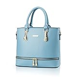 Micom 2016 Summer Ladies Solid Pu Leather Purse Zip Tote Handbags for Womens (Sky Blue)