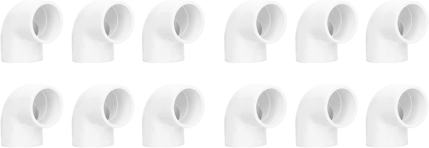 12Pcs 90° PVC Elbow Fittings 20mm 2 Way Adapter Cold Tolerant Slip Socket for Downpipe