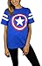 Marvel Womens Captain America Logo Varsity Football Tee Small Royal Blue/White