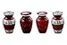 SOULURNS Small Keepsake Urns for Human Ashes – Set of 4 Elegant Ruby Red Mini Urns for Ashes with Silver Engraved Bands & Velvet Box – Memorial Cremation Urns for Adults, Men & Women