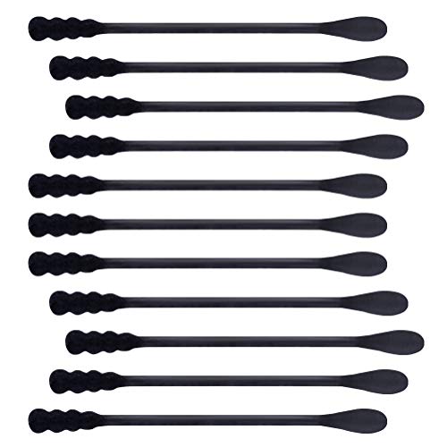 Lameila 200Pcs Cotton Swabs Black Double Tipped Cotton Buds Spiral Head Multipurpose Safe Highly Absorbent Hygienic Cleaning Sterile Sticks