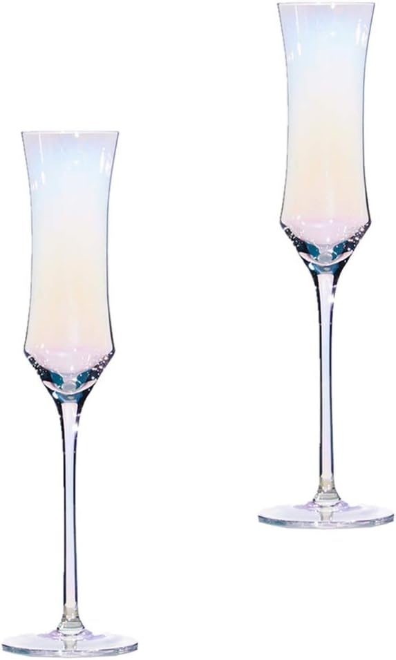 HEMOTON 2Pcs Champagne Flutes Hand Blown Crystal Champagne Glasses Rainbow Goblet Stemmed Wine Glasses for Wedding Christmas New Year Party Supplies - Image 3