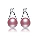 DIAMOVI Freshwater Cultured Genuine Pearls Jewelry Set With Necklace & Stud Earrings 925 Sterling Silver - Stunning Wedding Bridal Jewelry - Luxury Fashion Style-Purple