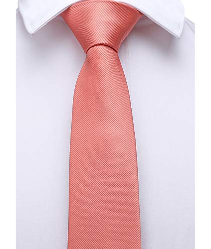 Dubulle Coral Tie Slim Silk Necktie for Men Business Causual