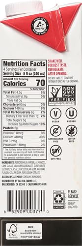 CALIFIA FARMS – ORIGINAL ALMOND BARISTA BLEND ALMOND MILK, 32 OZ, SHELF STABLE, DAIRY FREE, PLANT BASED, VEGAN, GLUTEN FREE, NON GMO, HIGH CALCIUM, MILK FROTHER, CREAMER