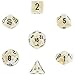 Chessex Dice: Polyhedral 7-Die Marble Dice Set - Ivory with Black