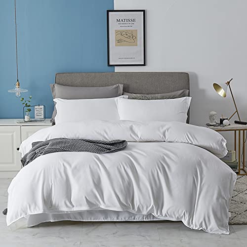 Duvet Cover Set【White】S-King Quilt Comforter Cover 600TC Premium Quality Microfiber Wrinkle & Stain Resistant Cover Bedding Set Ultra Soft Like Silk Satin Luxury,Breathable Zipper Closure …