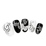NiceDeco - nail stickers nail tattoo nail deacl water transfers decals black/white swirls pattern