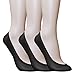 Walkon Women's 3 Pack Silky Feel Shoe Liner No-show Socks,Black,5.5~9