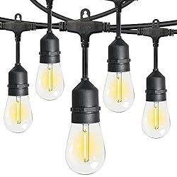 Patio Lights Outdoor String Lights GANA 48FT 2700K