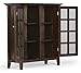 SIMPLIHOME Bedford SOLID WOOD Universal TV Media Stand, 53.9 inch Wide, Living Room Entertainment Center, Storage Cabinet with Glass Doors, for Flat Screen TVs up to 60 inches in Dark Tobacco Brown