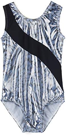 Mecceos Gymnastic Leotards Sleeveless Ballet Dance Bodysuit Outfit for Toddler Girls (Sliver,2-12t)