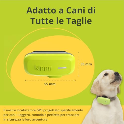 Kippy DOG | GPS for Dogs - Waterproof Dog Tracker with GPS for Collars - Activity Tracker and Health of Your Dog, with Virtual Fence and Notifications - Green
