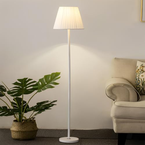 Luminária de Chão com Cúpula de Tecido, Estilo Minimalista, Inclui Lâmpada LED 12W, Iluminação Suave para Sala e Quarto, Base Estável