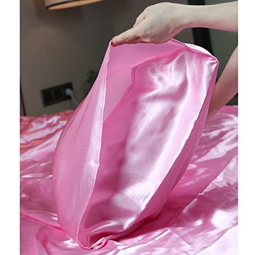 Satin Pillowcase for Hair and Skin, Besititli Super Soft Satin Silky Pink Pillowcases with Envelope Closure 20x40inchs Set of 2