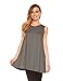 Womens Sleeveless A-Line Tank Top Tunic, Solid Basic Long Flowy Top (Charcoal-XL)
