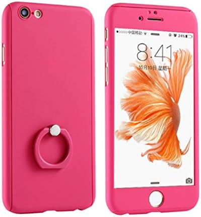 Phone Case - for Apple iPhone 5/SE Mobile Phone Sets 360 Ultra-thin All-inclusive Anti-drop Bracket Ring (Rose Red,iPhone5/SE)