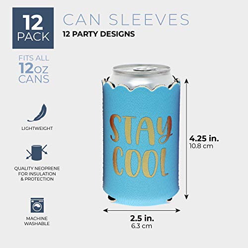 Blue Panda 12-Pack Assorted Beer Can Cooler Sleeves, Fits 12 Ounce Drink Can - //coolthings.us