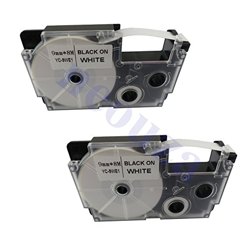 NEOUZA 2PK Compatible for Casio EZ-Label Tape 9mm x 8m 0.35" x 26' LABEL IT! (XR-9WE2S Black on White)