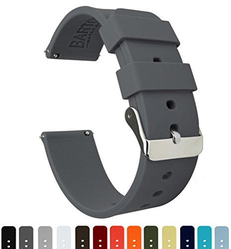 BARTON Silicone Quick Release - 24mm Width - Choice of Color - Smoke Grey 24mm Watch Band Strap