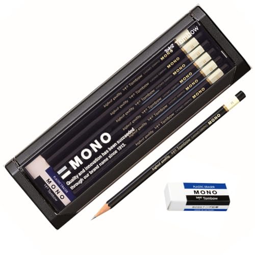 トンボ鉛筆 高級鉛筆 H MONO (超微粒子芯のハイスタンダード鉛筆) MONO消しゴム付き 製図・デッサン 1ダース MONO-H