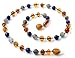 BoutiqueAmber Baltic Amber Teething Necklace Made with Labradorite and Lapis Lazuli Beads - Size 12.5 inches (Cognac/Labradorite/Lapis Lazuli, 12.5 inches)