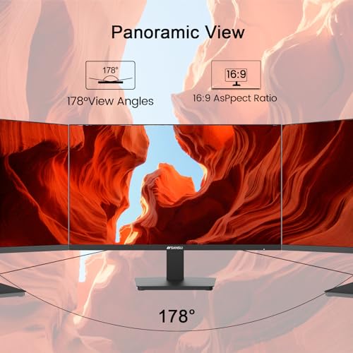 SANSUI Monitor 24 Inch 100Hz PC Monitor, HDMI VGA Ports VESA Mount, FHD Computer Monitor Ultra-Slim Ergonomic Tilt Eye Care for Home Office (ES-24F2, HDMI Cable Included)