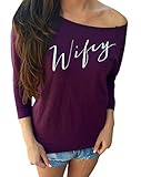 Creabygirls® Wifey Womens Casual Long Sleeves T-shirts Round Neck Tops Blouse