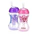 Nuby 2-Pack Designer Series No-Spill Clik-It Cup with Flex Straw, 10 Ounce, Colors May Vary