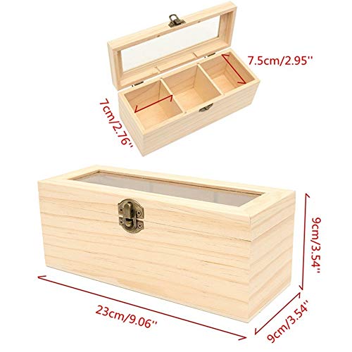 image for Vaorwne Wood Tea Caddies Tea Bag Jewelry Organizer Chest Storage Box 3