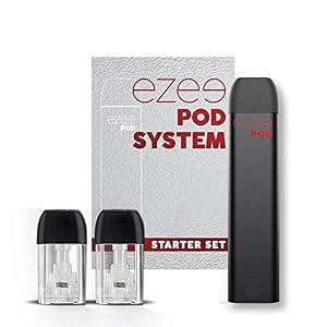 Ezee POD E Zigarette Starterset Blaubeere Geschmack 1,6 ml E-Liquid Nikotinfrei 400 mAh wiederaufladbare Batterie Mit 2 Einweg PODs