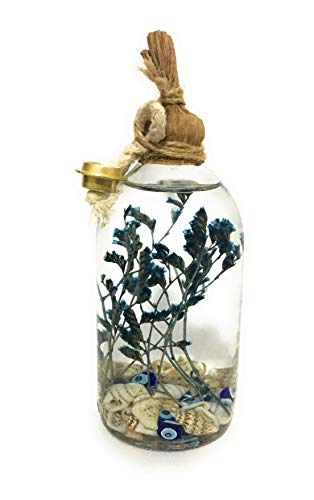 image for Frosty Oil Lamp - Handmade Decorative Refillable Sturdy Glass Mini Oil