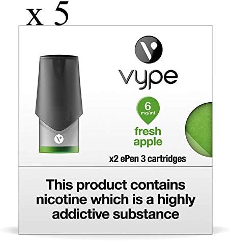10x Vype ePen3 pods Fresh Apple 6m - 5 Packets (10 pods) TPD Compliant