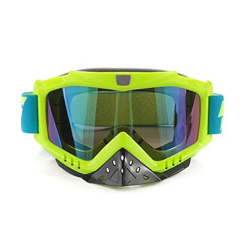 G4Free Adult Motorcycle ATV Dirt Bike Off Road Racing Safety Goggles Screen Filter for Motocross Riding Wind Skiing(Neon Green)