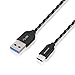 Nekteck Nylon Braided USB-C to USB Type A Male Data & Charging Cord 56k ohm Resistor for Galaxy S8/ S8 Plus,S9/ S9 Plus, LG G5/G6, Google Pixel 3 2/XL, Black - 3.3ft/1m