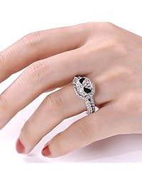 JEULIA - Anillo de plata de ley 925 con diseño de calabaza y diamantes para mujer, para boda, compromiso, aniversario