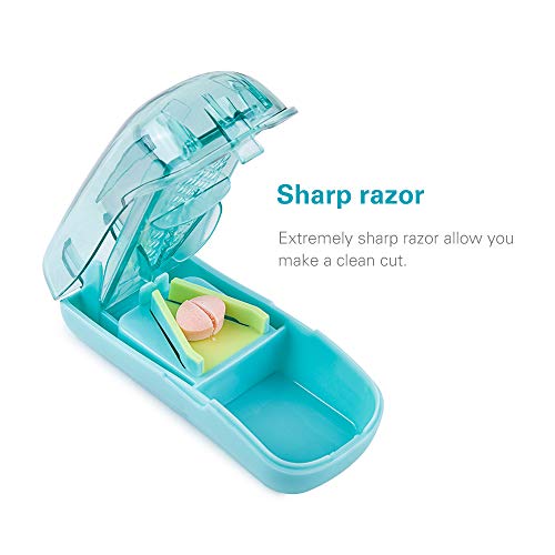 BUG HULL Pill Cutter for Small Pills with Blade Guard, Tablet Splitter with Finger Protect Guard, Stainless Blade Medicine Slicer Cutting Drugs Cleanly